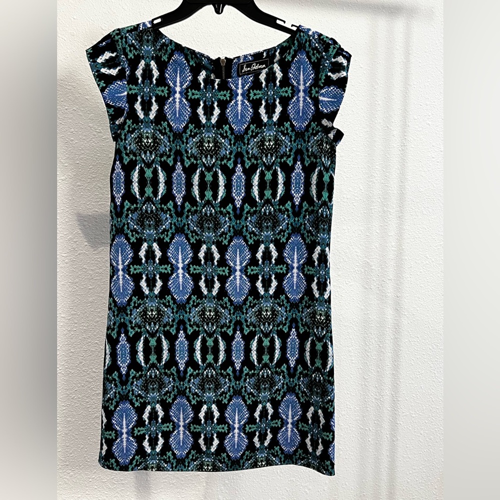 Sam Edelman Blue and Green Patterned Mini Dress